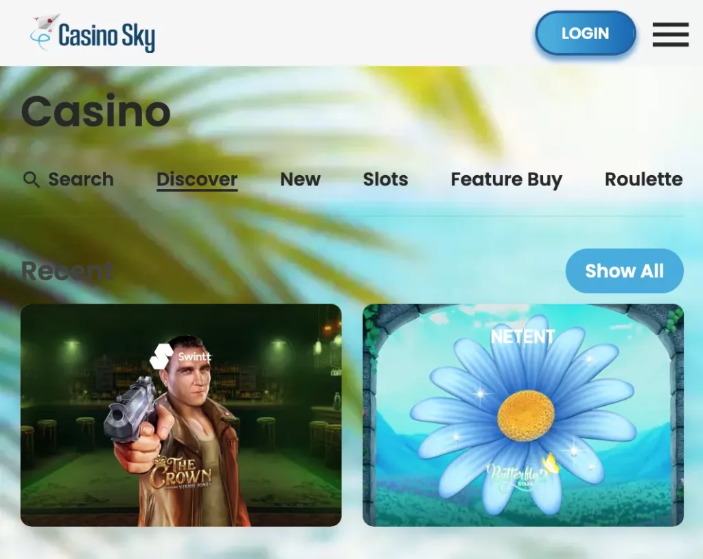 casinosky spelaanbod screenshot