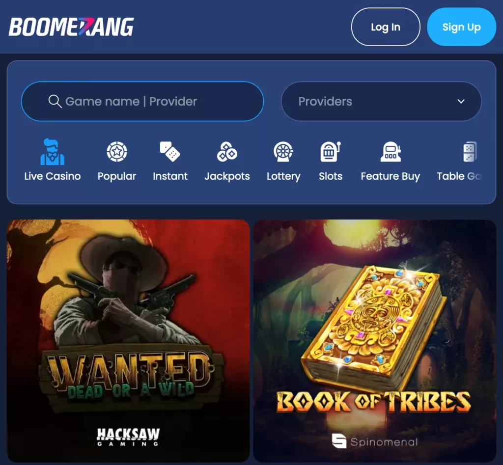 Boomerang voorbeeld casino spellen