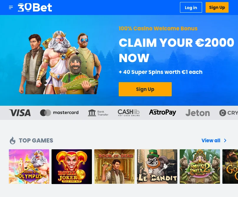 30bet casino review bonus aanbod